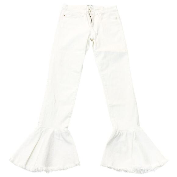 Frame Le Skinny De Jeanne Blanc Flared White Denim Jeans LSJFLRE403 Size 29 - Picture 2 of 9